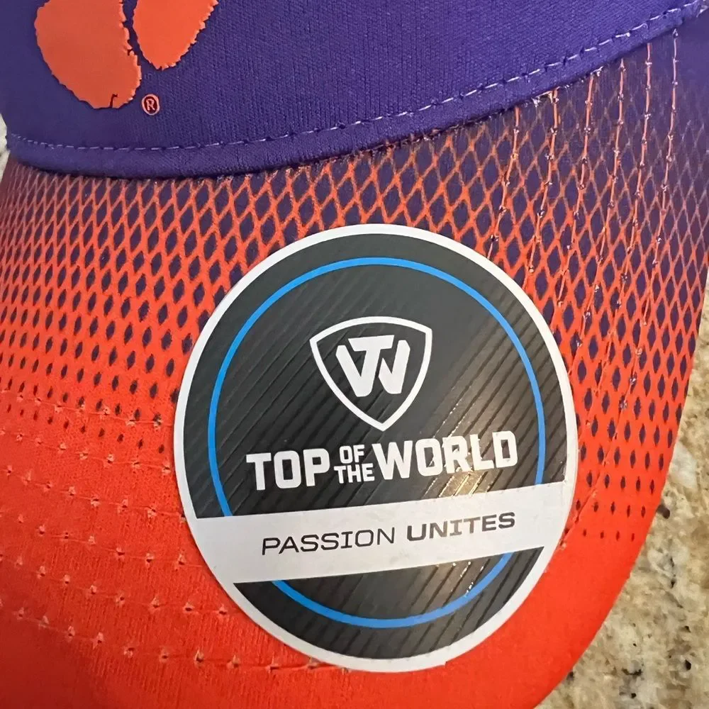 Clemson Tigers Top of the World Orange Visor Hat Adjustable Fit NCAA Sports Fan